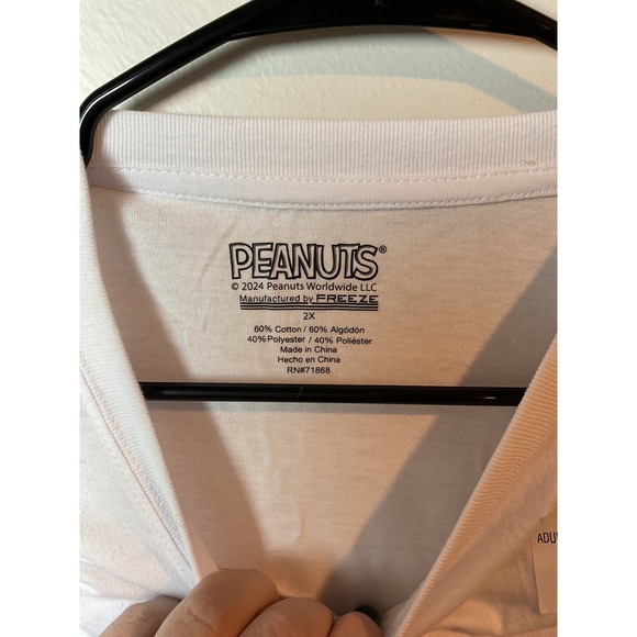 Peanuts Snoopy Adult Football Game Day Graphic Tee Shirt 2X White - Picture 3 of 5